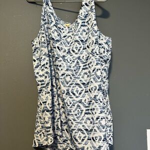 Faded Glory Blue and White Printed Sleeveless Top